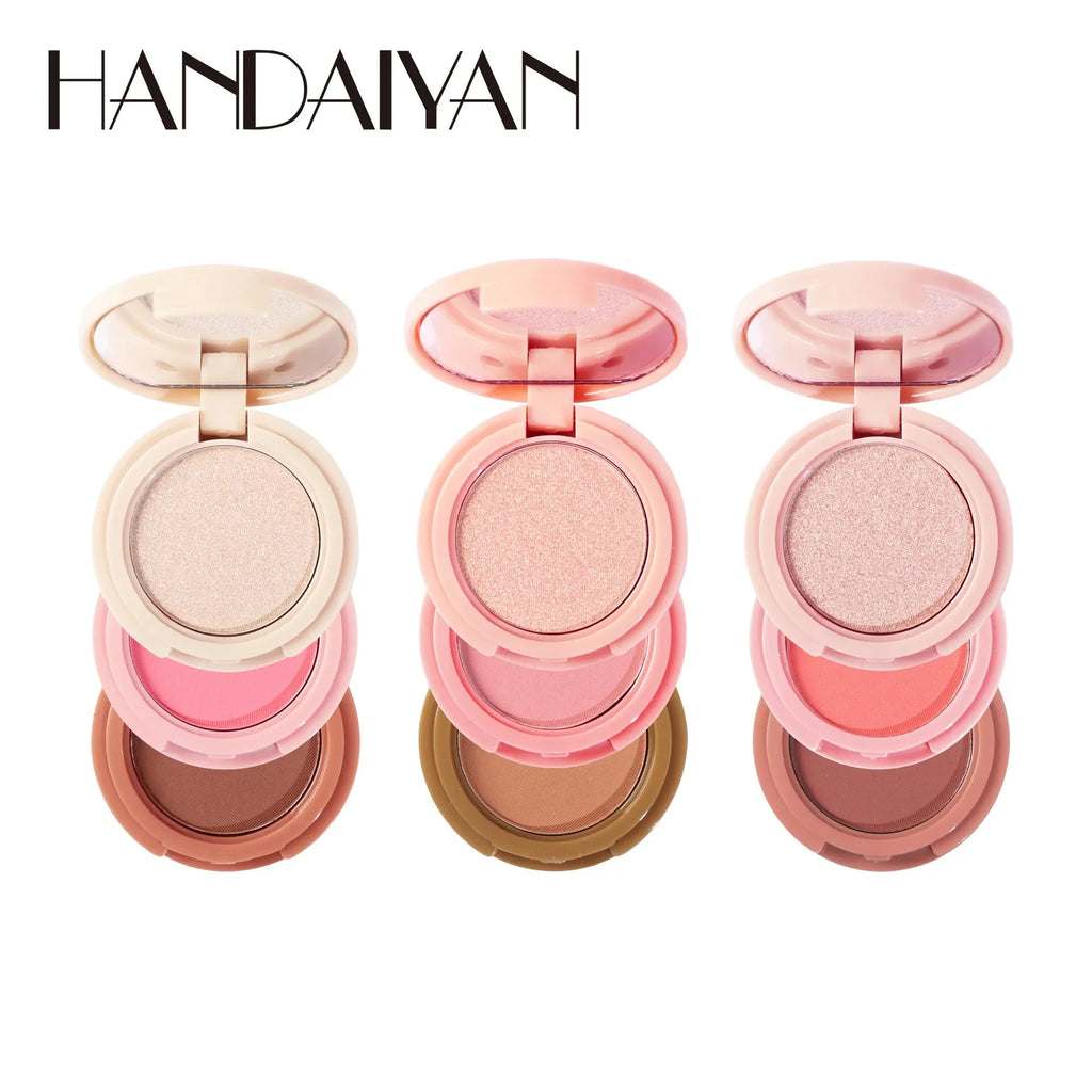 3 in 1 Matte Highlighter Contouring Blush Palette Pearly Shiny Eyeshadow Multifunctional Face Makeup Palette Female Cosmetic