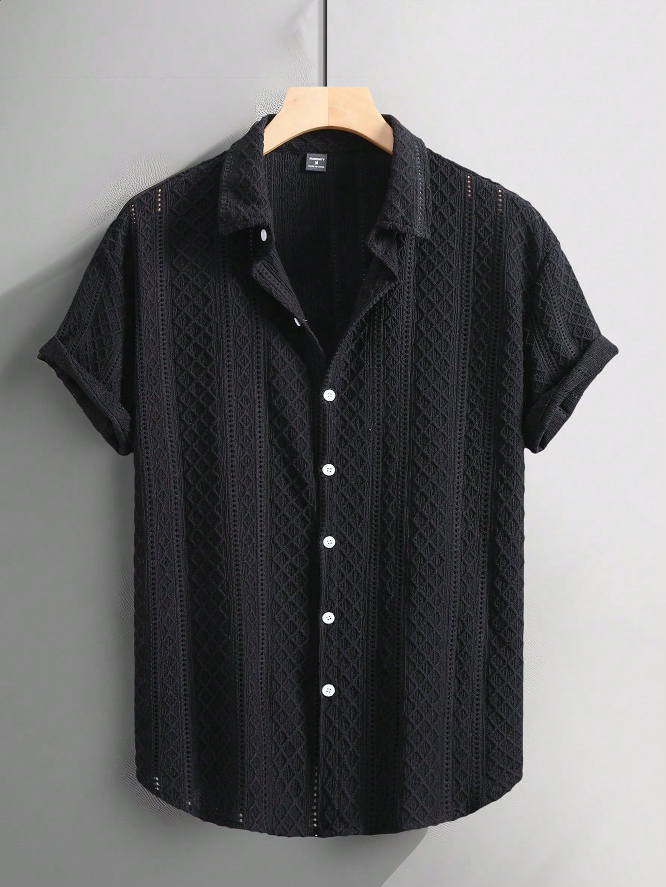 Manfinity Homme Men'S Solid Color Front Button Summer Casual Short Sleeve Shirt Men Shirt Casual Shirts for Men Summer