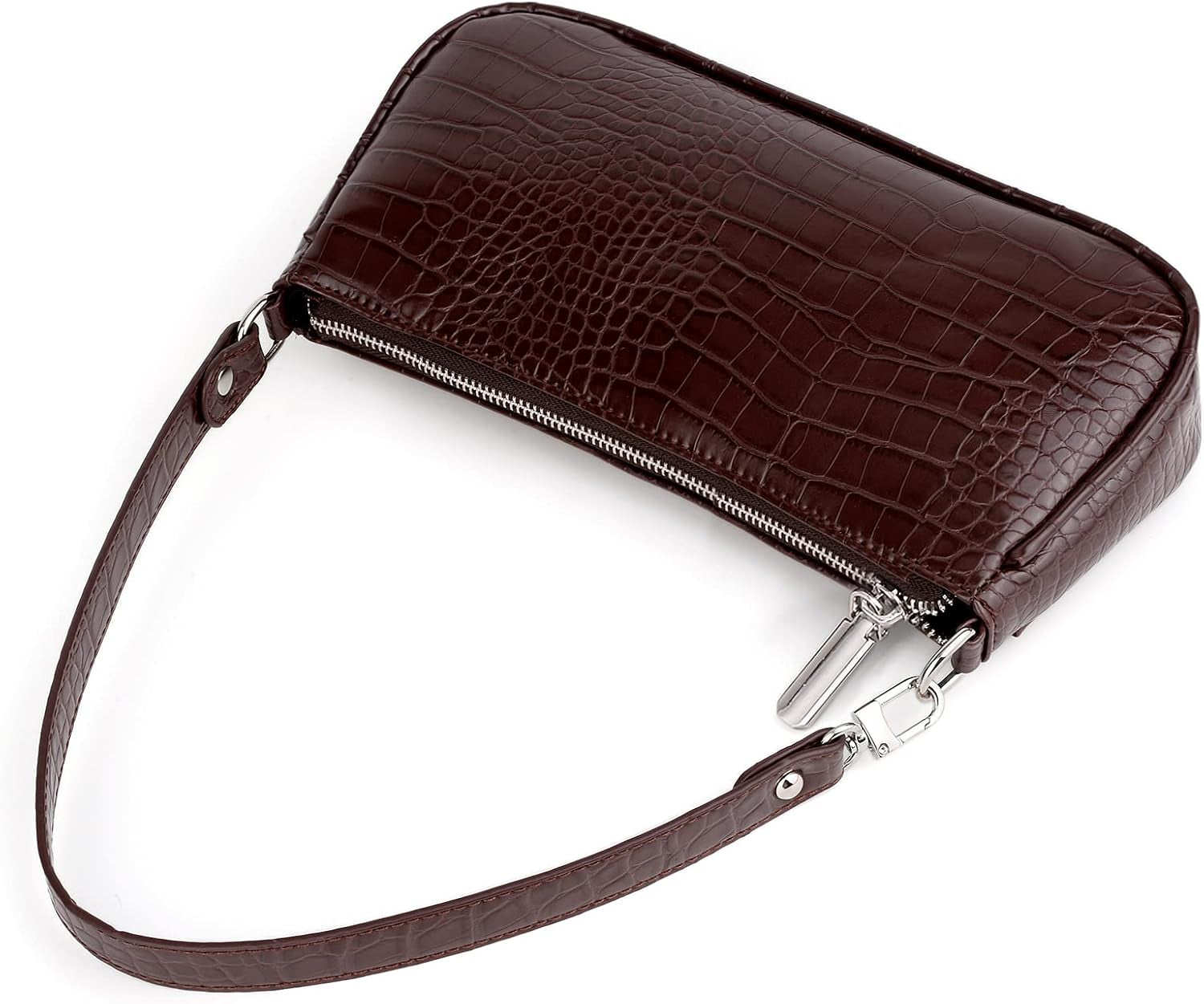 Retro Classic Clutch Handbags for Women Embossed Crocodile Effect Shoulder Bag Underarm Purse Tote Bag with Zipper Closure