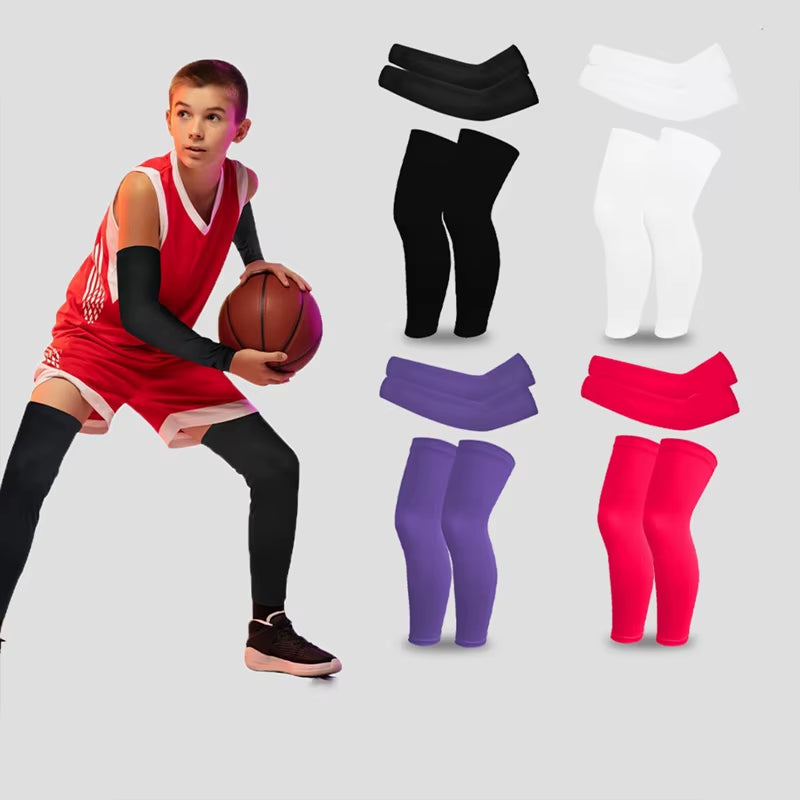 1 Set Arm/Leg Sleeves for Kids UV Sun Protection Sleeves Compression Sleeves Cooling Arm Cover Boys Girls Outdoor Sports