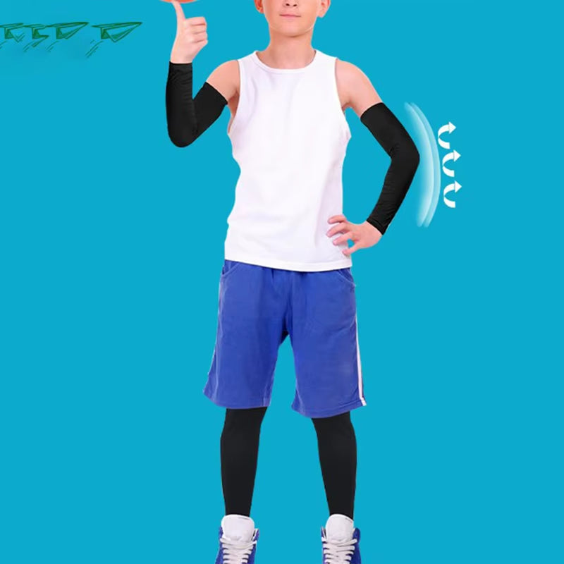 1 Set Arm/Leg Sleeves for Kids UV Sun Protection Sleeves Compression Sleeves Cooling Arm Cover Boys Girls Outdoor Sports